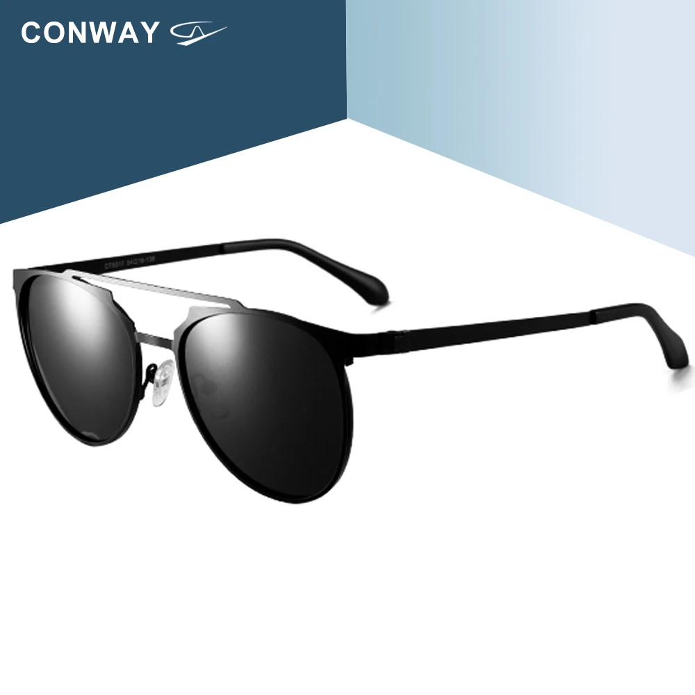 Conway Ретро Круглые Солнцезащитные очки топ бар винтажные мужские женские