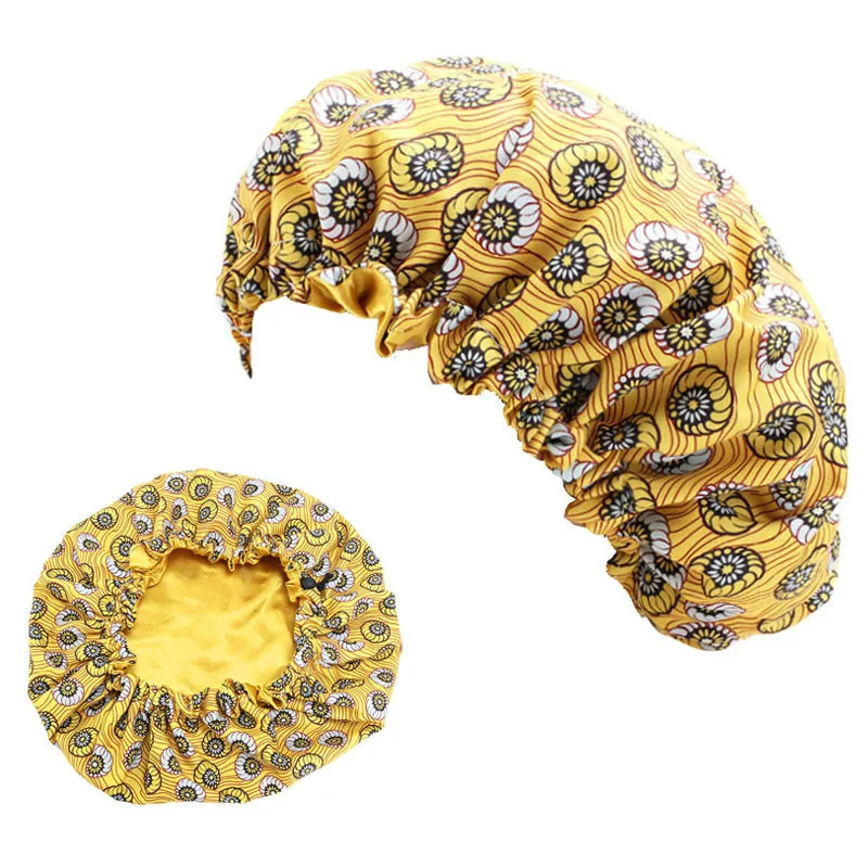 Детская двухслойная шапка-тюрбан с принтом шелковая большая шапочка для