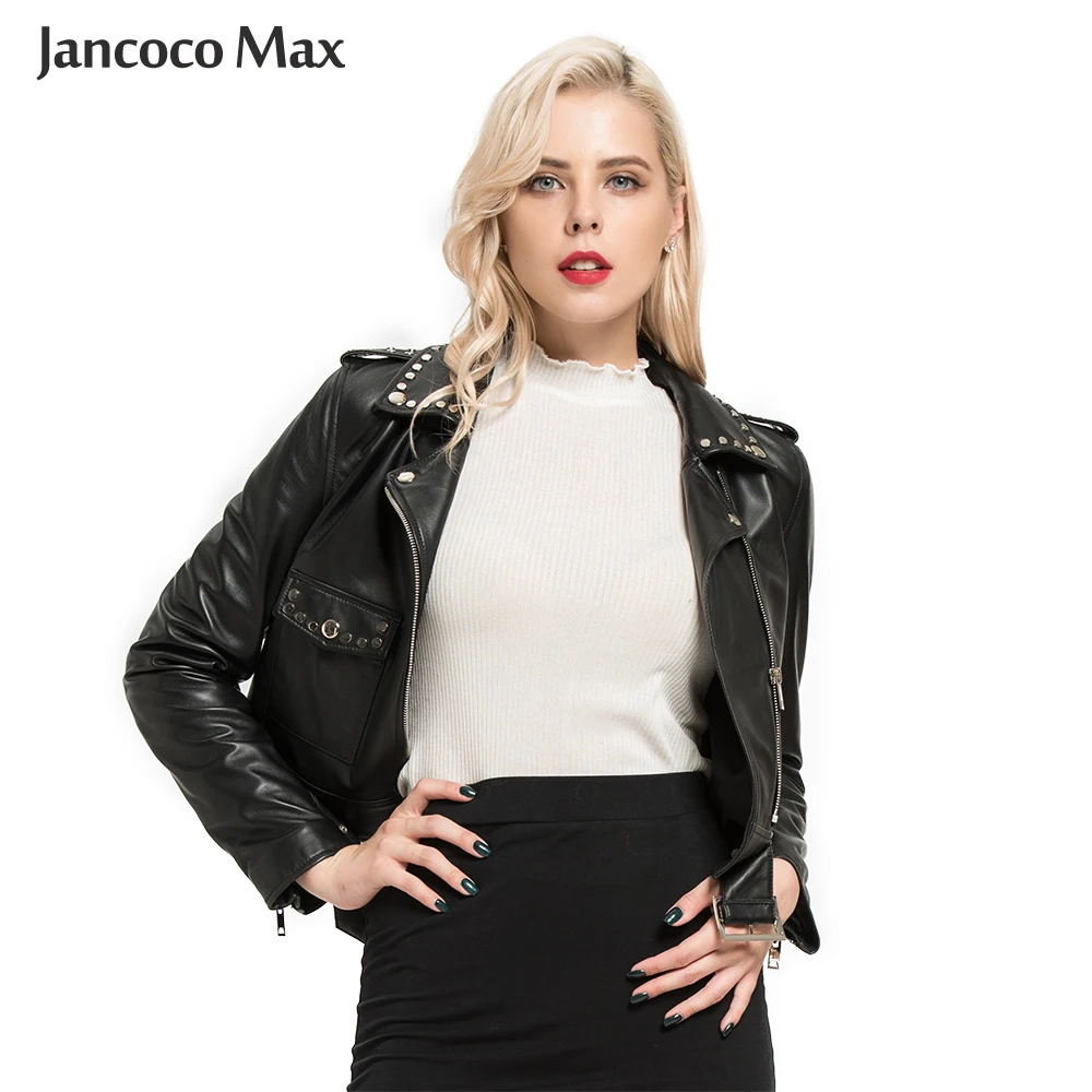 Из натуральной овечьей Кожи Мотоциклетные кожаные куртки для женщин модные