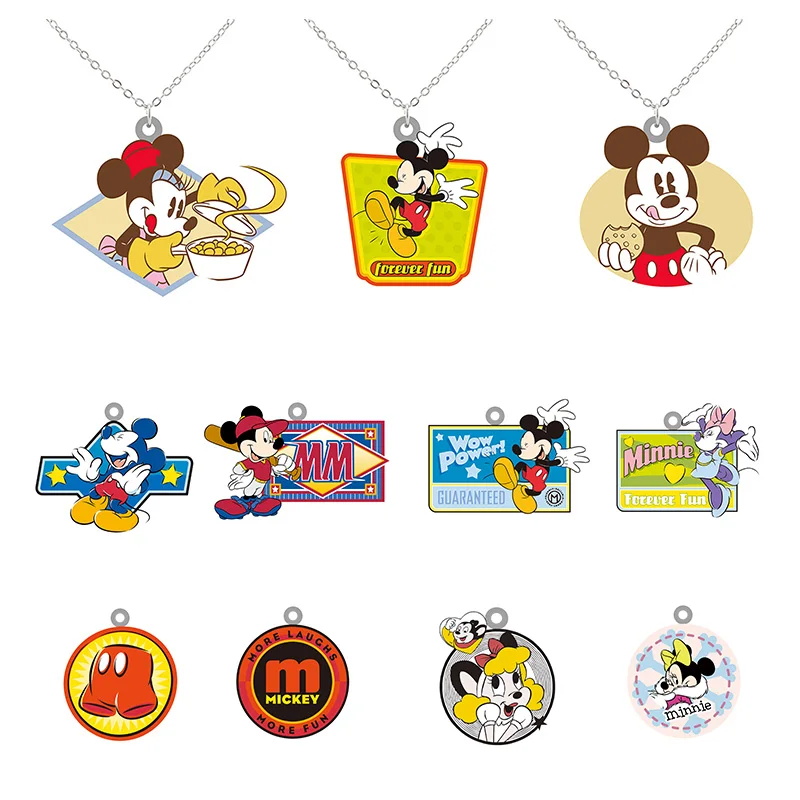 

Disney Classic Cartoon Mickey Mouse Listing Tag Pendant Necklace Resin Epoxy Necklace Jewelry Tasteful Souvenir Necklace