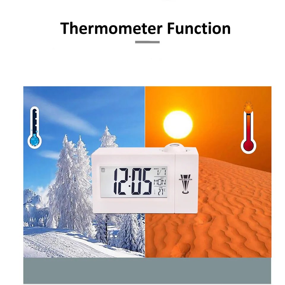 СВЕТОДИОДНЫЙ цифровой проекционный будильник температура термометр настольные