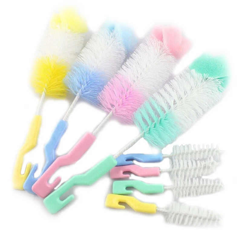 

1 шт., щетка для бутылочек для малышей, щетка для сосков, вращающаяся на 360 градусов головка, губка, набор кистей для чашки (случайный цвет)