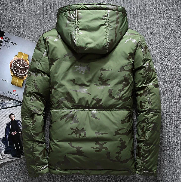 Новый мужской пуховик с белым утиным пухом мужская повседневная камуфляжная