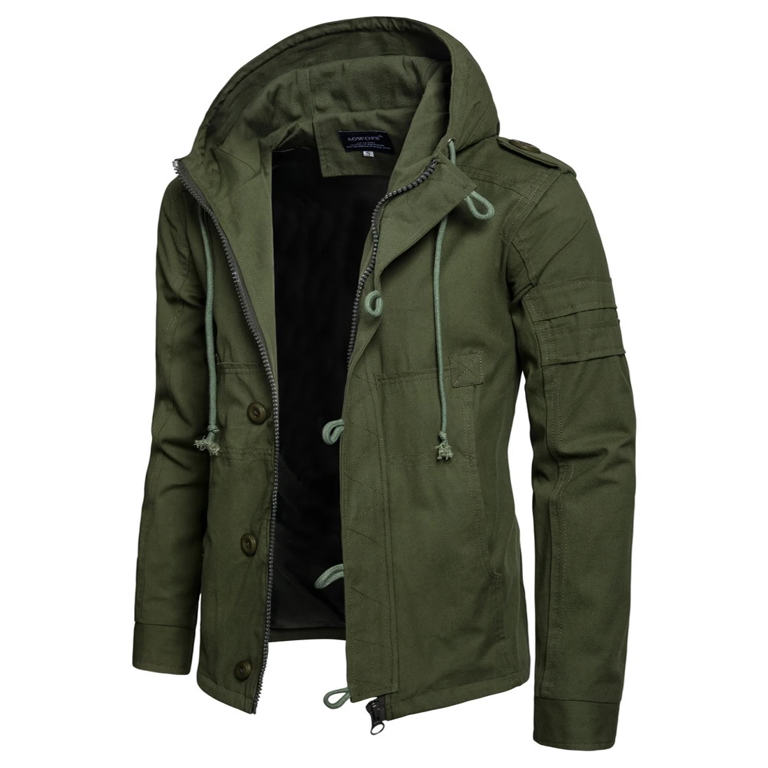 Black Military Jacket Casual Men Jacket Cotton Casual Solid Coat For Men Hoddie Coat Autumn Winter Outwear Jaqueta Masculina