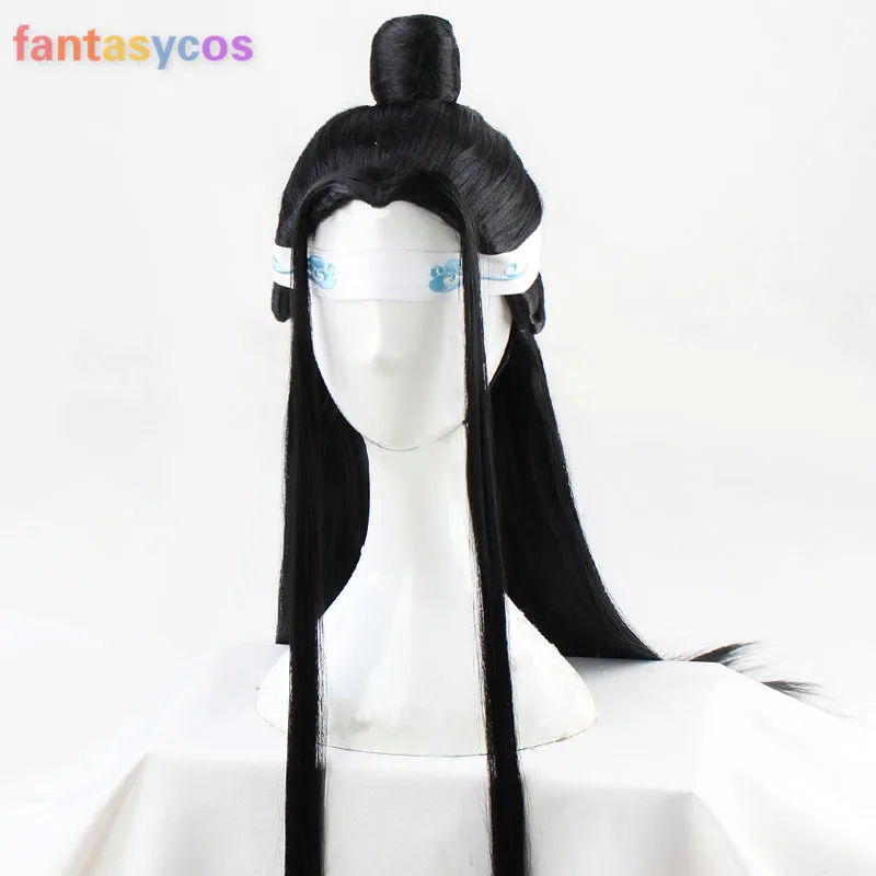 Длинный черный косплей-парик Lan Wangji реквизит головная повязка аксессуары для