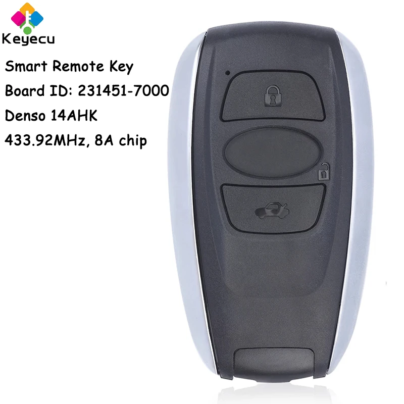 

KEYECU Smart Remote Car Key With 3 Buttons 433.92MHz 8A for Subaru Forester Legacy Impreza XV BRZ Fob Denso 14AHK 231451-7000