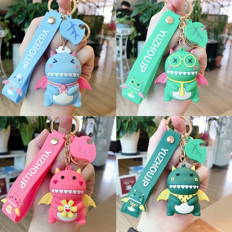 

03KD Mini Dinosaur Cute Keychain Charm Key Chain Bag Purse Pendant Key Holder Couples