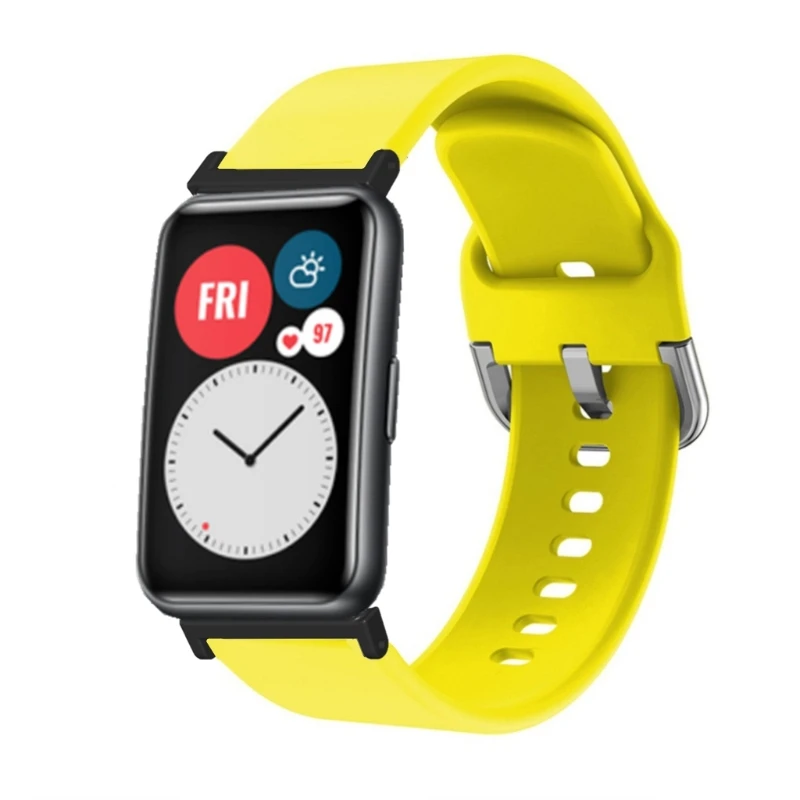 

Durable Solid Color Soft Silicone Wristband Watch Band Wrist Strap For-Huawei Watch Fit Smart Wristband Accessories