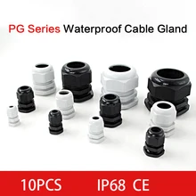 10Pcs Waterproof Cable Gland Nylon Joint IP68 PG7 For 3-6.5mm Plastic Black White PG13.5 Cable Locking Connector PG7 PG19 PG11