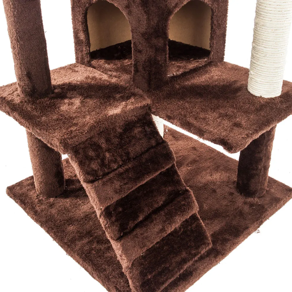 

Creative Cute Pet Multifunctional House Solid Sisal Rope Cat Tower Beige Cushions Pet Activity Cat Tree