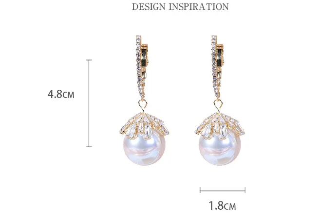

Fashion 925 Silver Earrings For Women Zircon Pearl Vintage Pendant Hanging Earrings For Female Classical Jewelry Party Gift