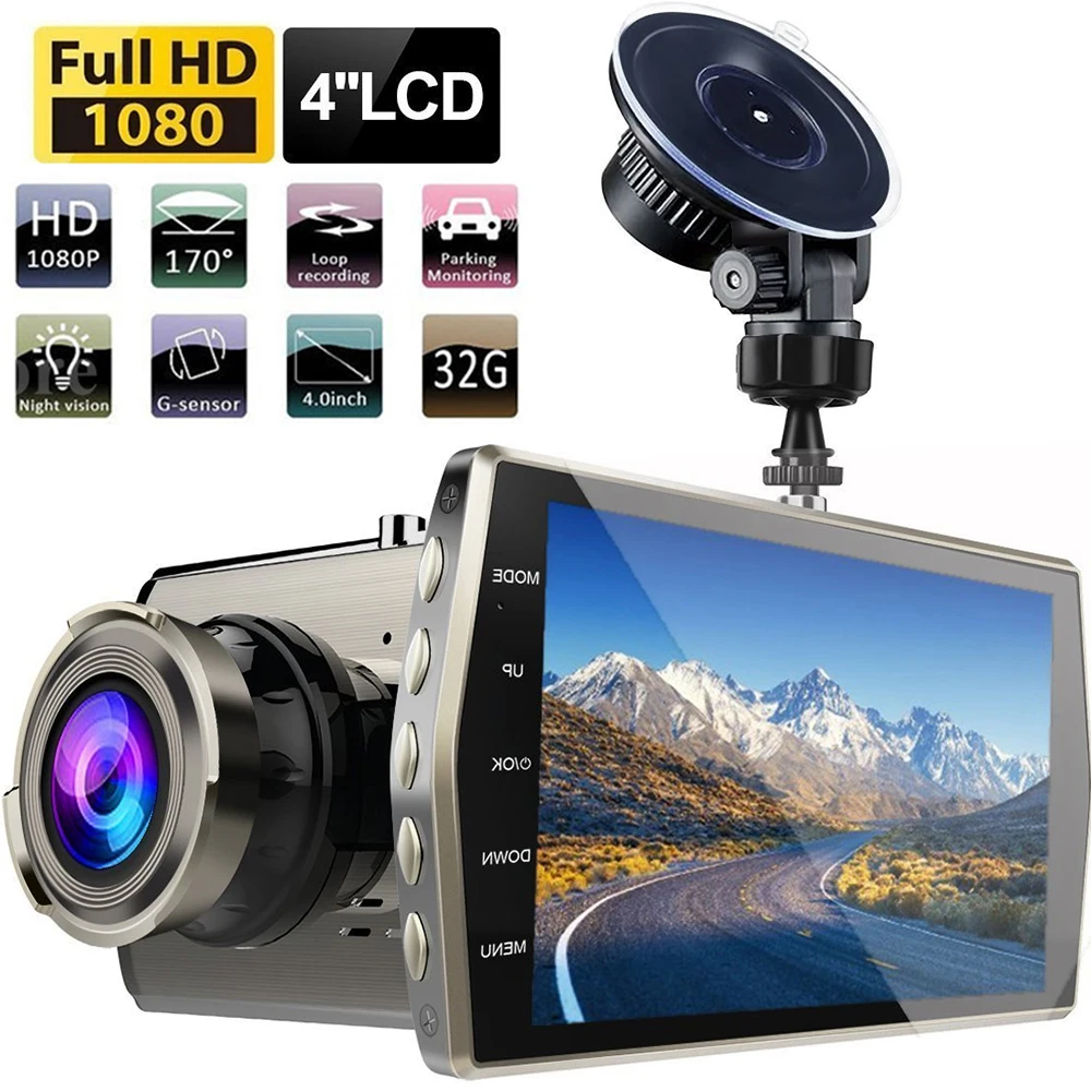 Умный Автомобильный видеорегистратор Vedio Регистраторы 4 &quotIPS FHD 1080p 2 Камера