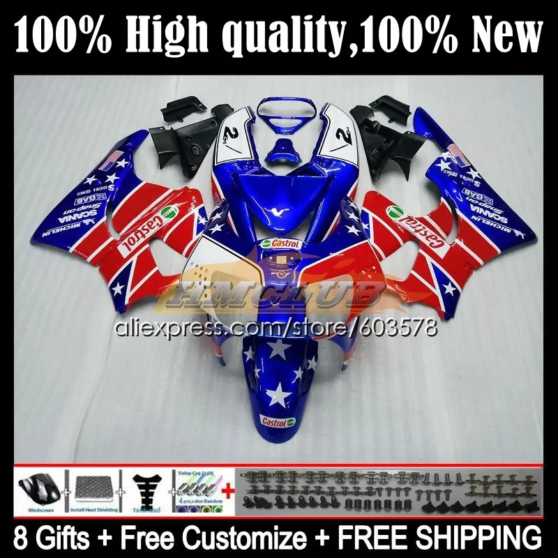 

Body For HONDA CBR 919RR 900RR CBR900 919 RR CC 98-99 95CL.16 CBR919RR CBR919 RR 98 99 CBR900RR 1998 1999 Fairings Castrol red