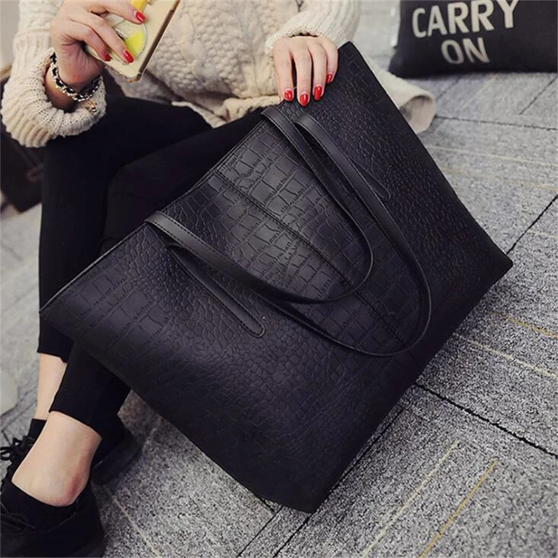 

2021 Big New Women Shoulder Bags Alligator Ladies Leather Bags Casual Women Zipper Handbags Famous Brands Totes Black Red Colors