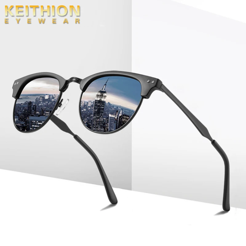 Мужские и женские Винтажные Солнцезащитные очки KEITHION круглые поляризационные в