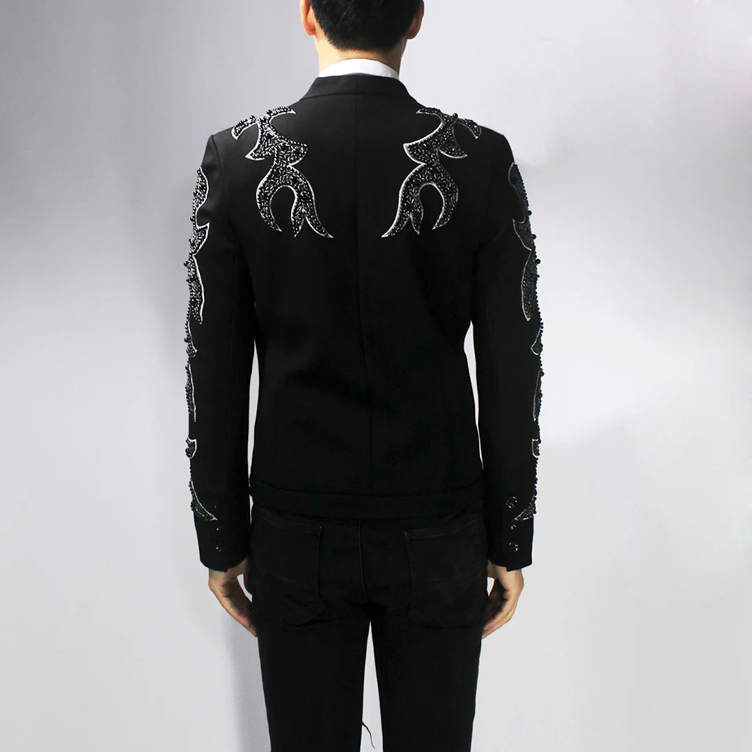 

2021 Heavy Industry Beaded Embroidered Suit For Men Stage Shiny Trend Luxury Slim Blazer Hombre Top Quality Blazers Para Hombre
