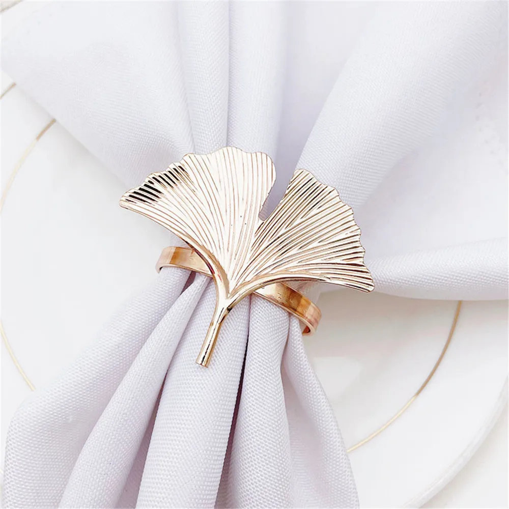 

12 / PCS NEW gingko leaf napkin ring golden leaf Napkin Ring Hotel Restaurant Tabletop Accessories free shipping