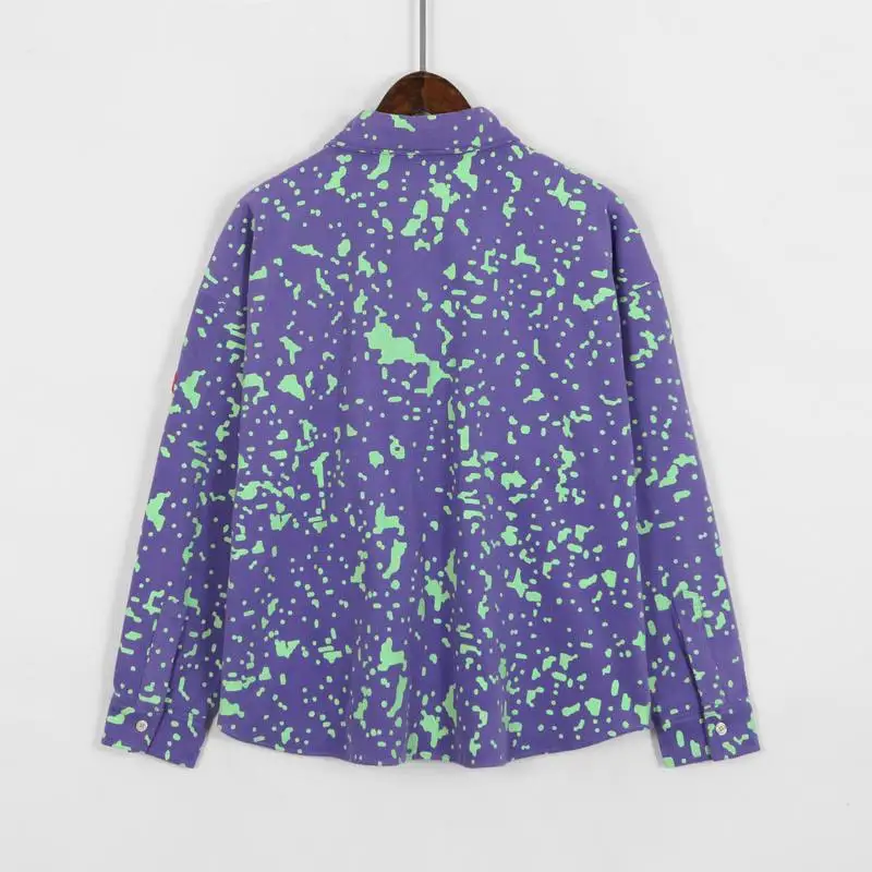 

single-breasted Taro Purple Flannel printed Loose Jacket fleece hip hop casual Jackets
