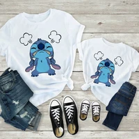 disney lilo stitch cartoon t shirt women harajuku cute tumblr outfit sisters brother clothes summer casual fashion family tops