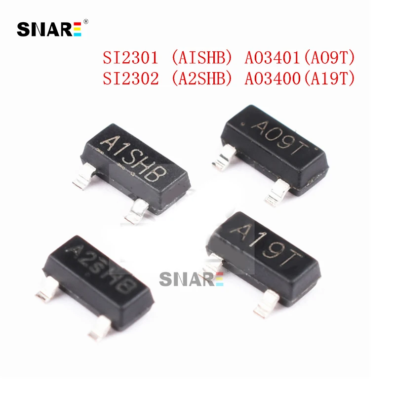 20 шт./лот SMD MOS трубка/транзистор AO3400 SI2301 A1/A2SHB A09T SOT23 | Электронные компоненты и