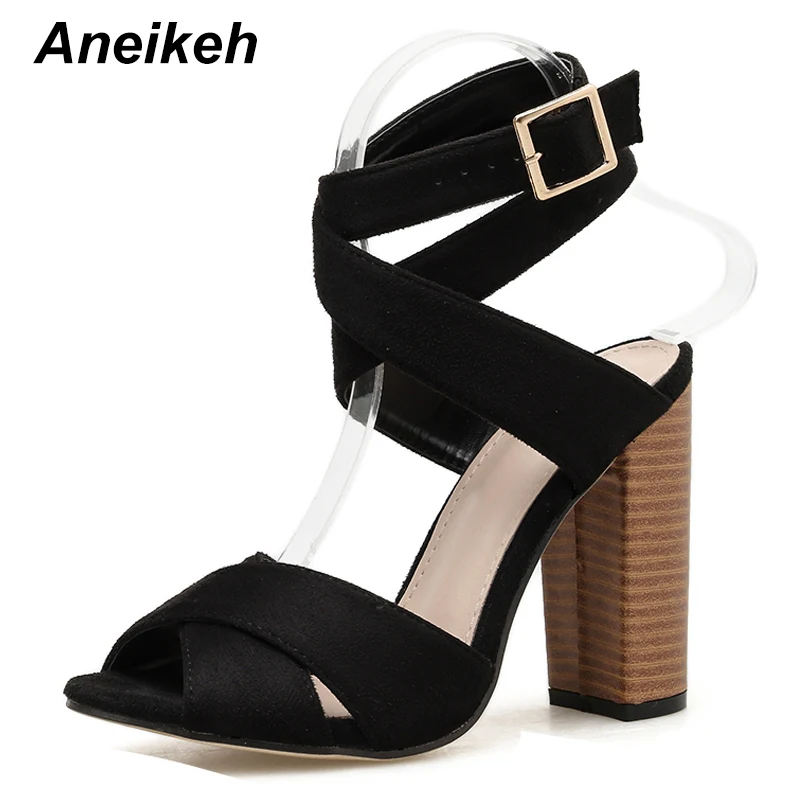 Женские сандалии на квадратном каблуке Aneikeh сандалии-гладиаторы высоком с