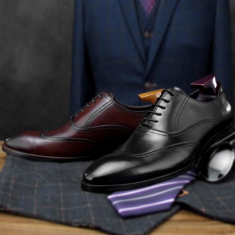 Мужские свадебные туфли оксфорды ручной работы из натуральной кожи в британском