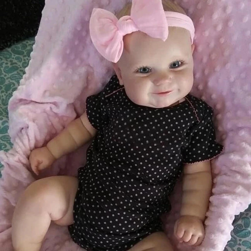 

19inch Reborn Dolls Action Figure Interactive Toy Realistic Vinyl Stuffed Doll Caucasian Baby Girl Doll with Hair Band