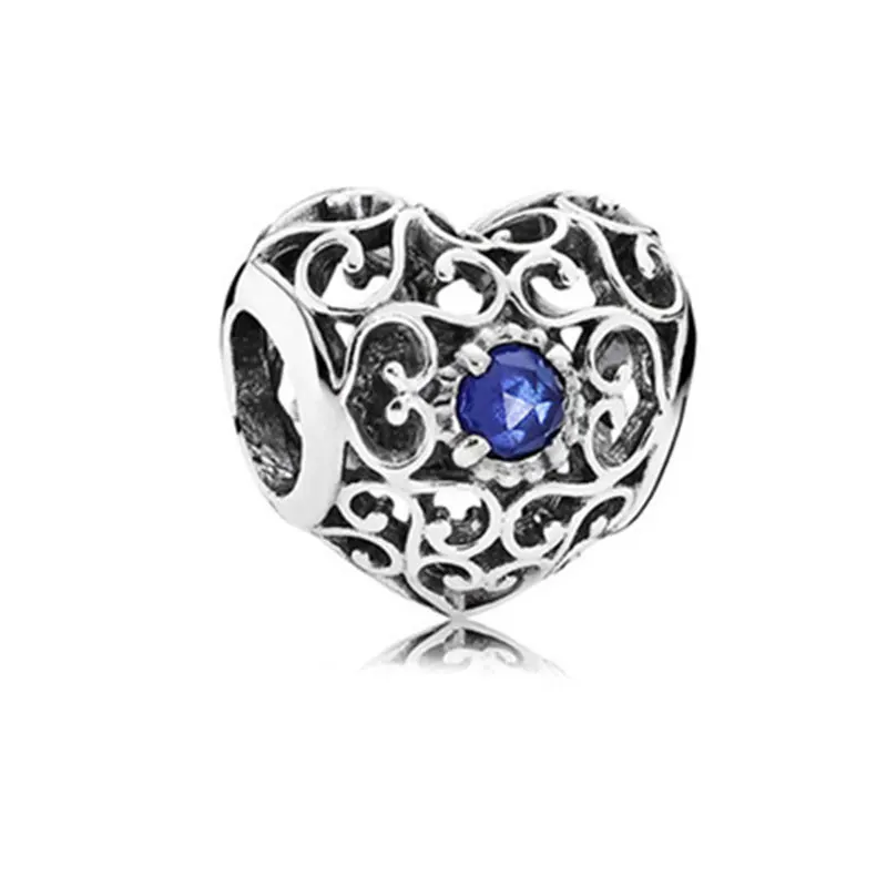 

2021 new 925 sterling silver glamour fashion ladies beads color heart DIY jewelry original luxury