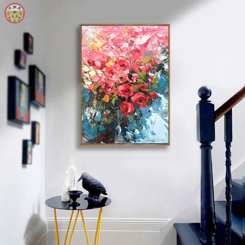 

Diy Oil Painting by Numbers Art Red and Bright Abstract Paint by Number on Canvas Landscape One Piece Full of Mountains Flowers