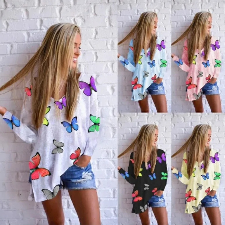 

Женская облегающая футболка с длинным рукавом, V-образным вырезом и принтом, Осень-зима 2021