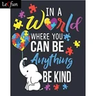 LeCfun алмазная живопись Eleephant, аутизм, полностью круглые, квадратные, сверло, бриллианты, драгоценный камень, искусство, вышивка крестиком, вышивка, домашний декор, подарок