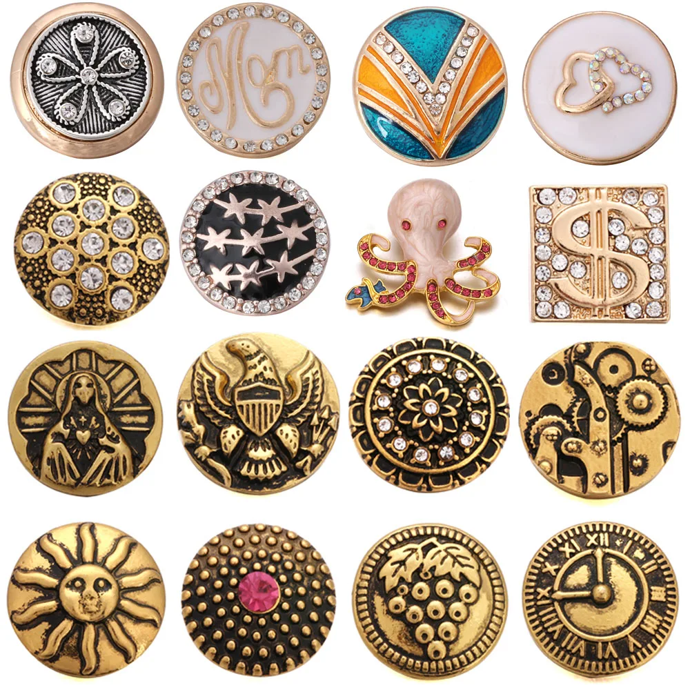 5 шт./лот кнопка осьминога от солнца и винограда золотого цвета 18 мм для браслетов