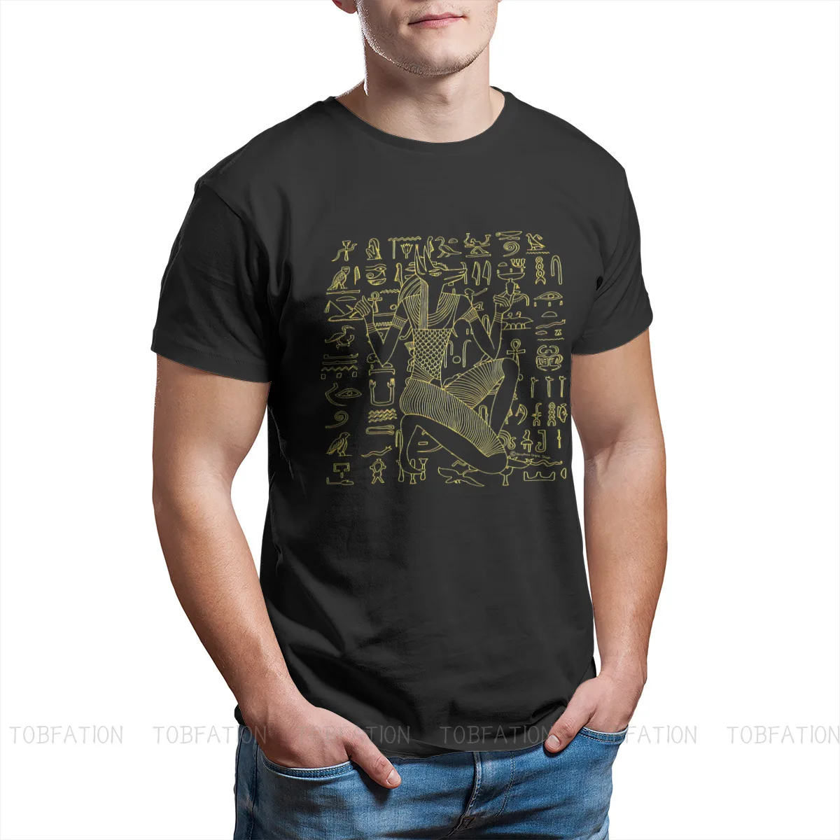 Египетский Оригинальный оригинальный мужской топ Anubis футболка с круглым