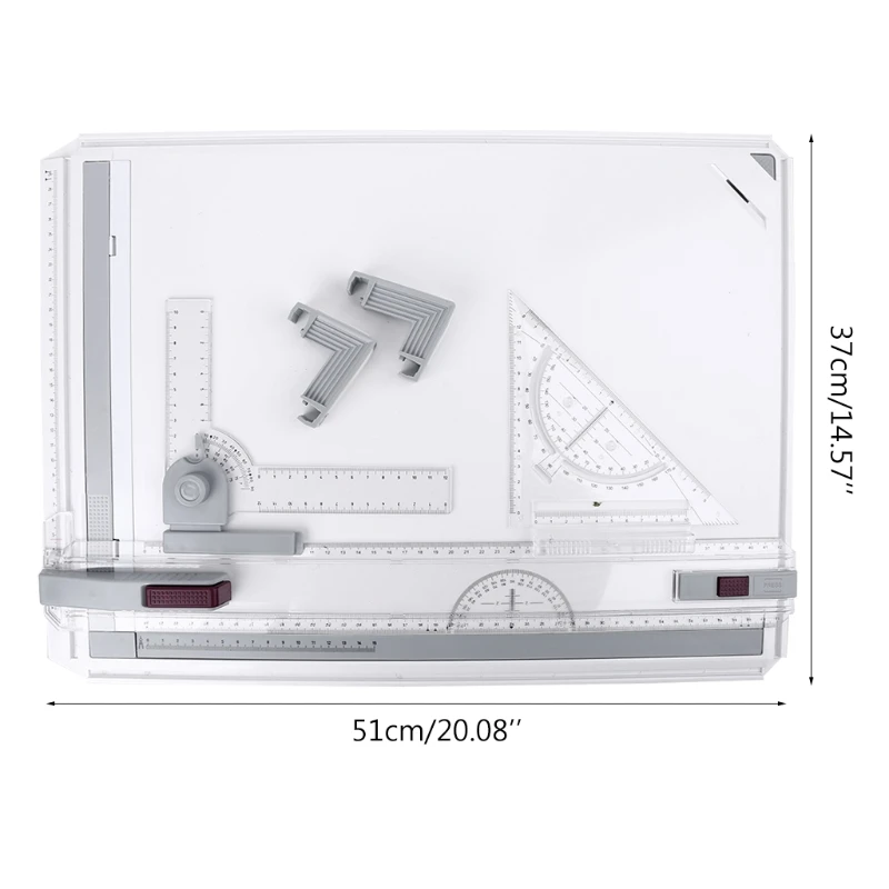 

A3 37x51cm Drawing Board Adjustable Parallel with Clear Rule Graphics Angle