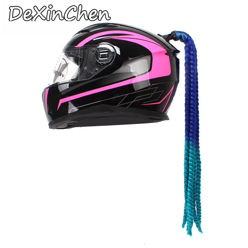 Шлем с оплеткой мотоциклетный Женский шлем дреды конский хвост коса для