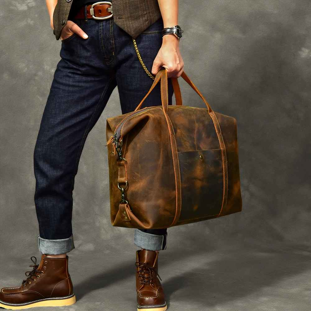 Вместительные мужские сумки из натуральной кожи чемодан для путешествий ручная