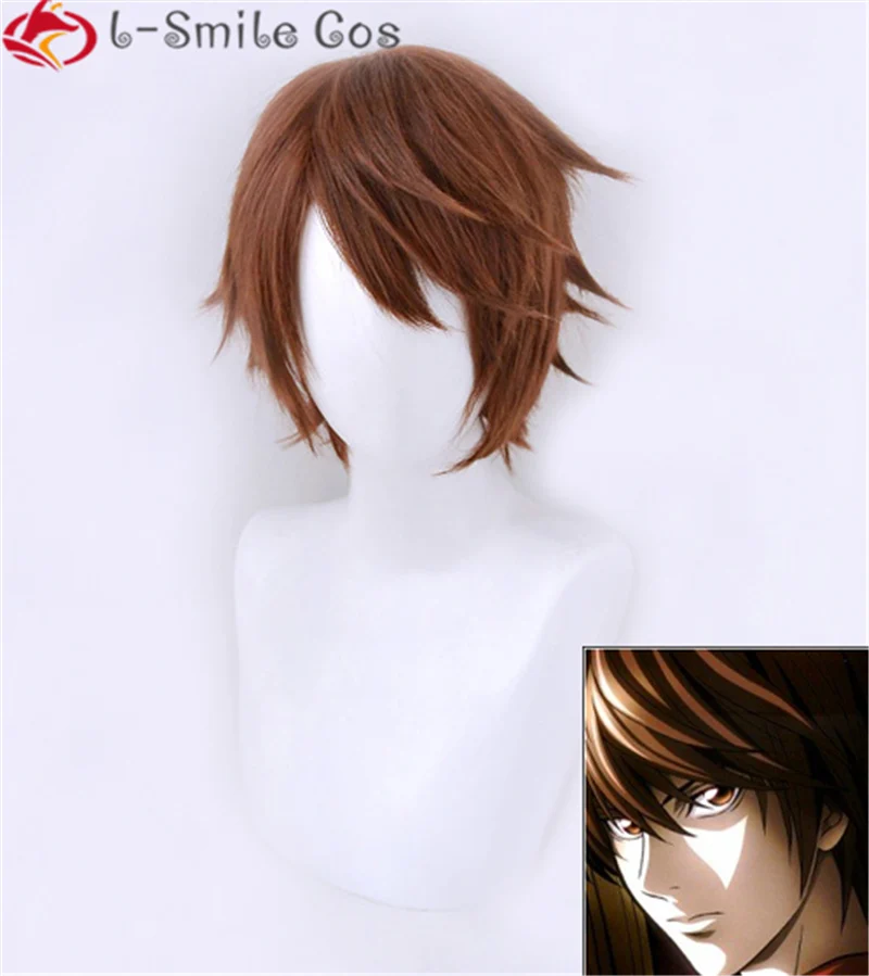 Anime Death Note Yagami Light Cos parrucca corta marrone resistente al calore capelli Pelucas Cosplay parrucche + cappellino parrucca