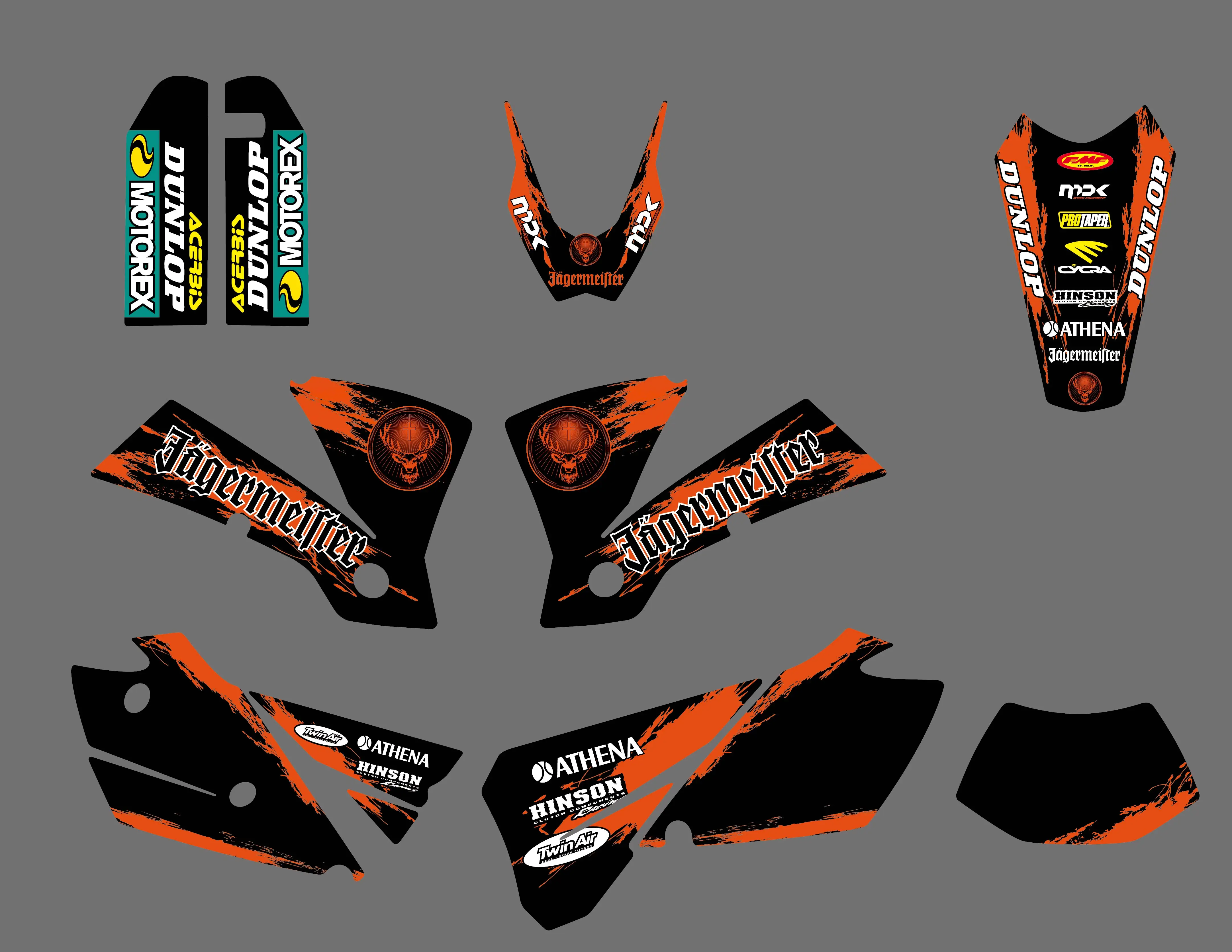 0554 новая команда графики и фоны наклейки для KTM 125 200 250 300 400 450 525 EXC 2004|team graphics|decal