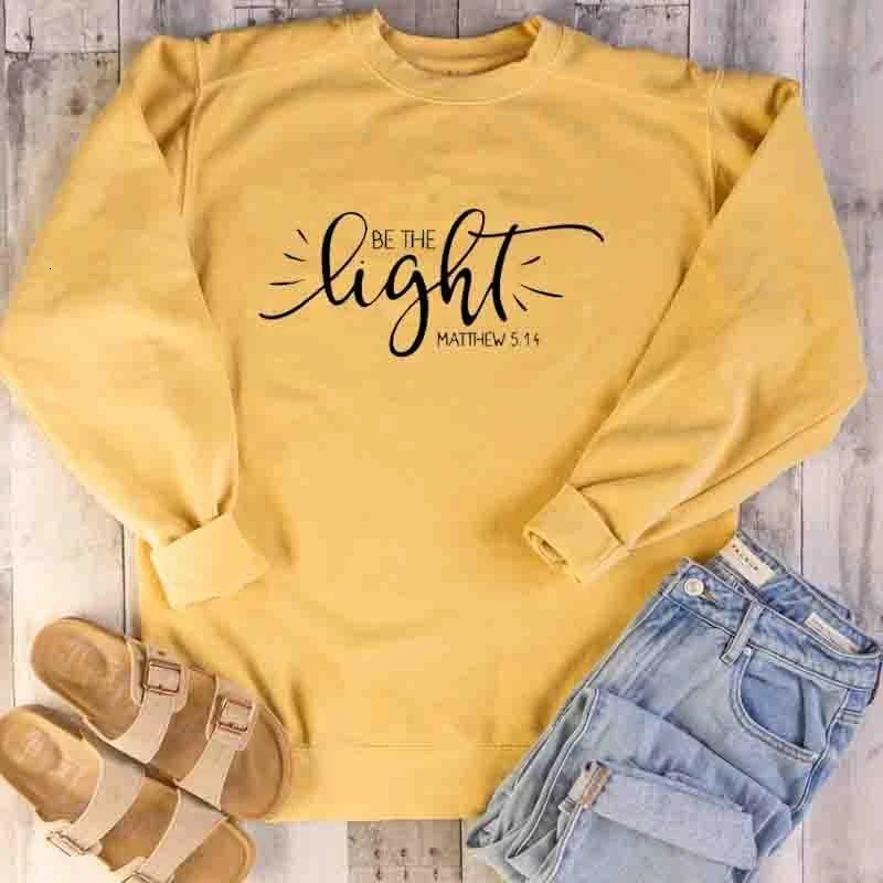 

Be The Light Sweatshirt yellow unisex slogan Hipster Christian baptism Inspirational tumblr Pullovers dop shipping tops- K134