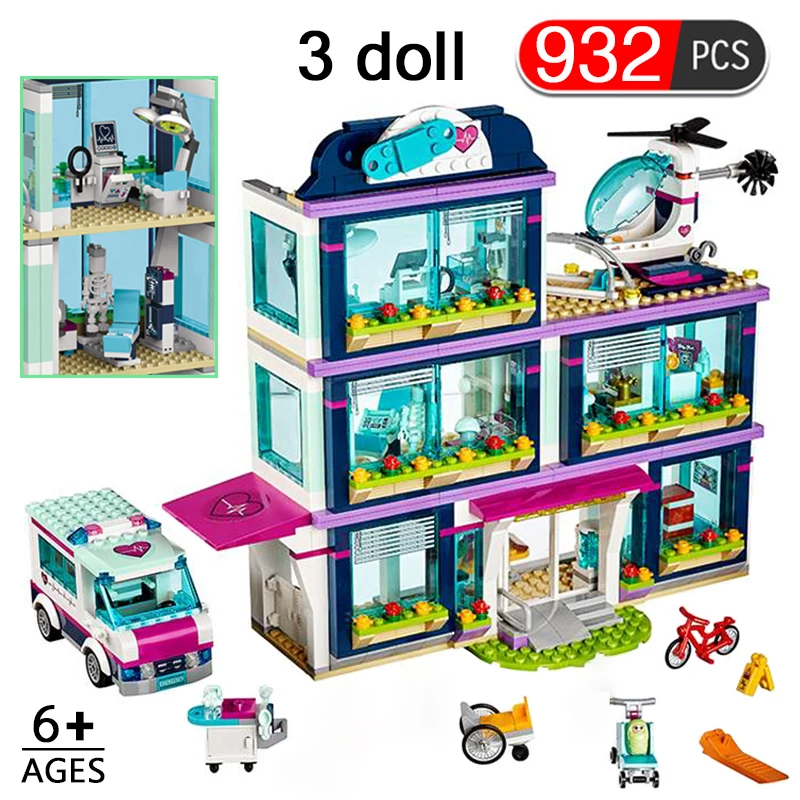 Bloques de construcción de Heartlake para niños, juguete de ladrillos para armar Hospital de ciudad, ideal para regalo, código 932, Compatible con figuras