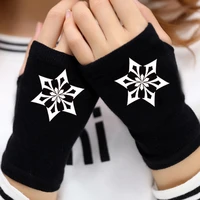 animation gloves cotton knitted half finger gloves warm hand protectors game genshin impact cosplay gloves
