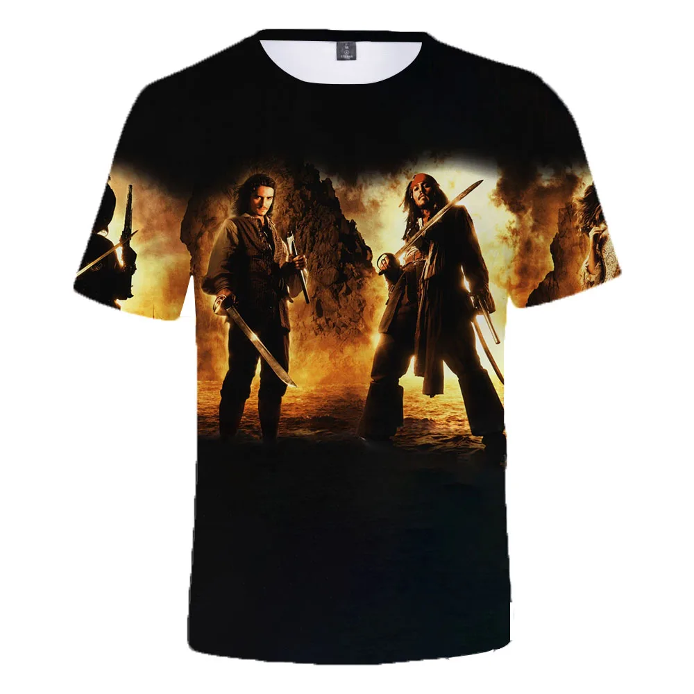 Мужская футболка с коротким рукавом 3D-принтом Пираты Карибского моря для