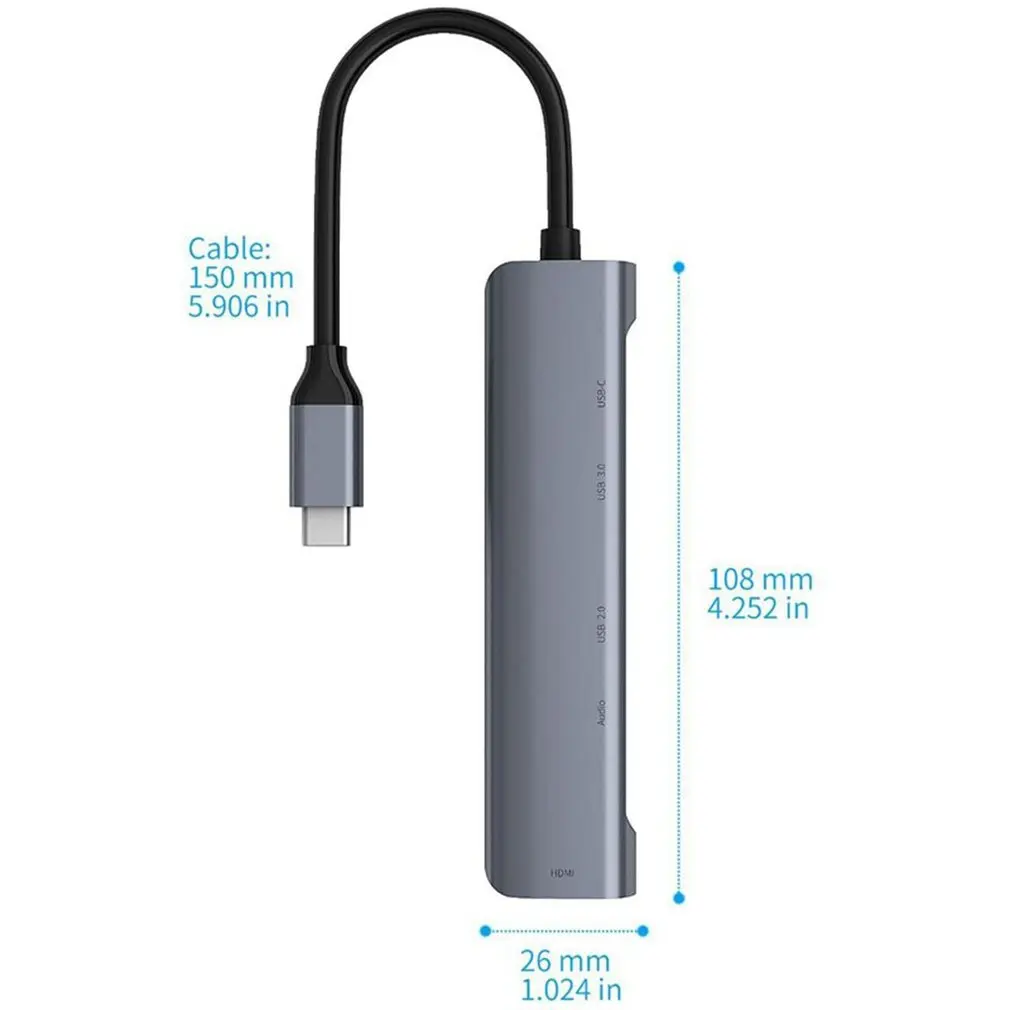 

USB C Hub 5 In1 Converter Adapter with 4K HDMI USB C USB 3.0 Ports PD 60W Charging o Jack for PC Pro
