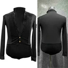 Туфли для латинских танцев Для мужчин Топ для Танцы черный Camisas De Hombre Одежда для танцев рубашка для Мужское боди костюмы для Для мужчин для взрослых