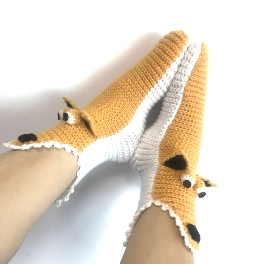 Ins-style winter Christmas cartoon yellow squirrel home warm knitted floor socks