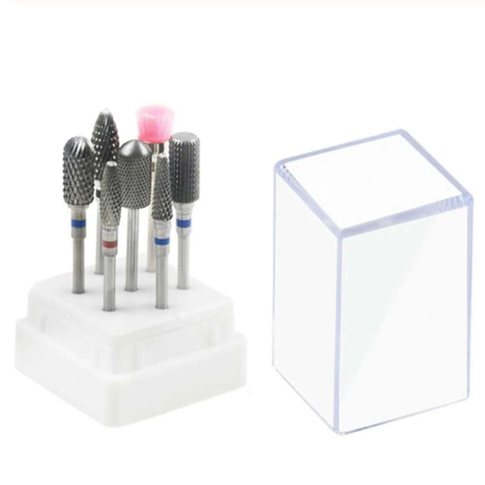 Tungsten Carbide Set Набор сверл для ногтей из керамического карбидного сплава с коробкой, набор шлифовальных щеток для электрического маникюрного станка, инструменты для ногтей - Цвет: Tungsten Carbide Set