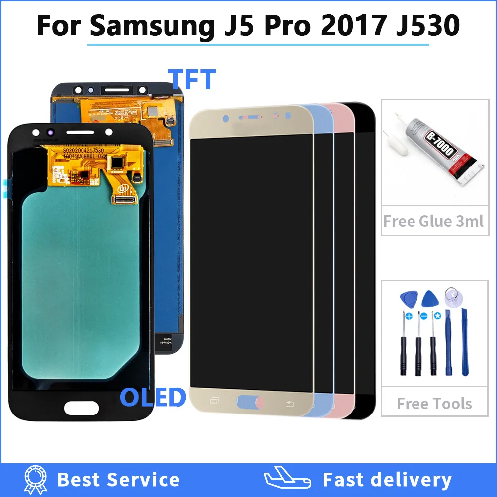 OLED ЖК дисплей для Samsung Galaxy J5 2017 J530 Pro SM J530F J530M + сенсорный экран Регулируемый