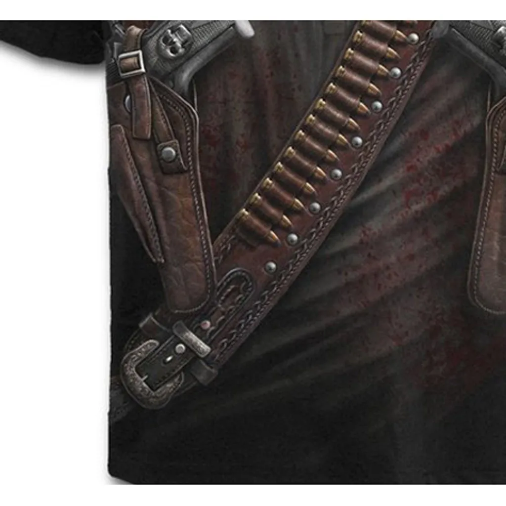 Модная мужская футболка для бега приталенная с круглым вырезом и ковбойским