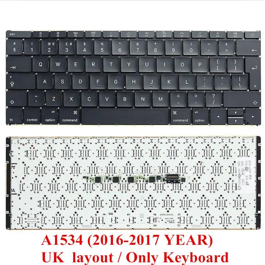 Оригинальная клавиатура A1534 UK с подсветкой для Macbook Pro Retina ноутбука 12 дюймов EMC 2991
