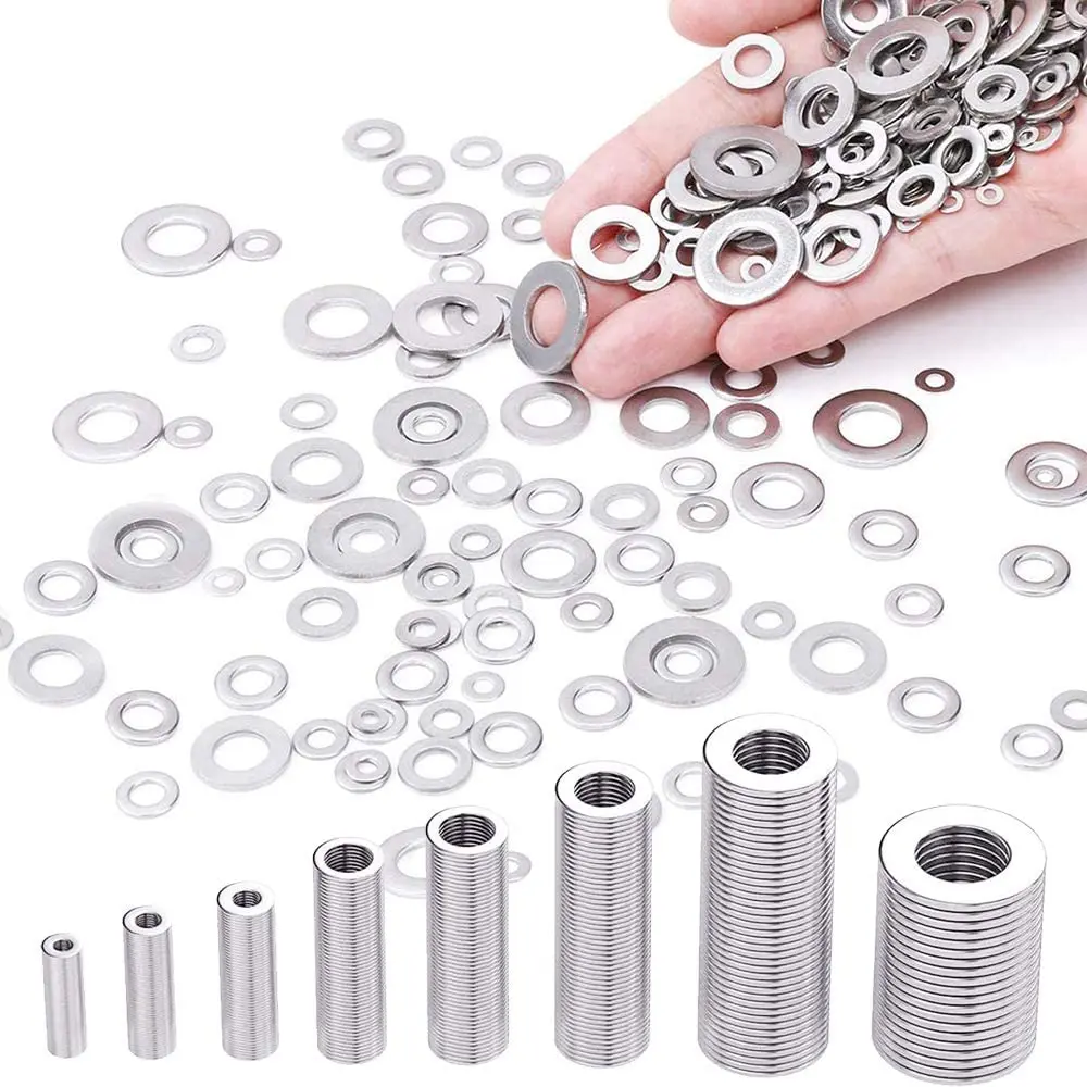 360/180pcs Stainless Steel Sealing Solid Gasket Washer M2 M2.5 M3 M4 M5 M6 M8 M10 Sump Plug Oil For General Repair Seal Ring Set